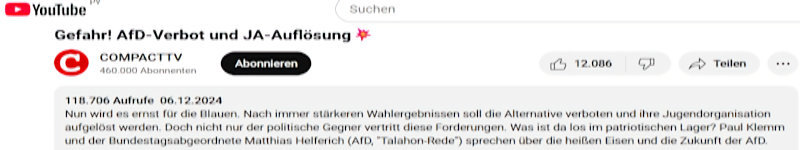 12.12.2024, compaktnews Gefahr! AfD-Verbot und JA-Auflösung